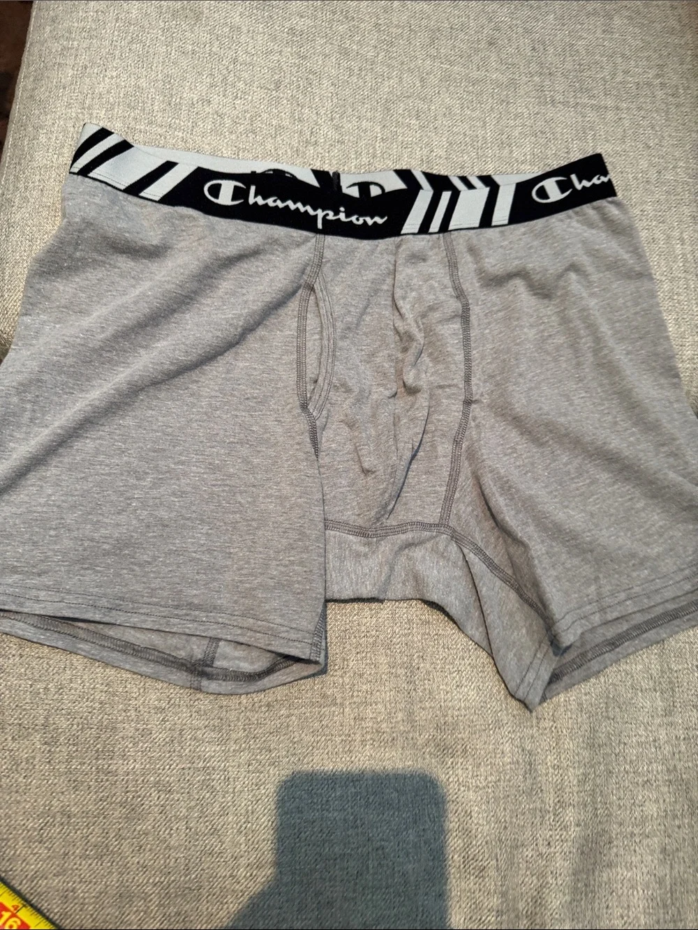Champion Men’s Heather Gray Boxer Briefs with Black Branded Waistband